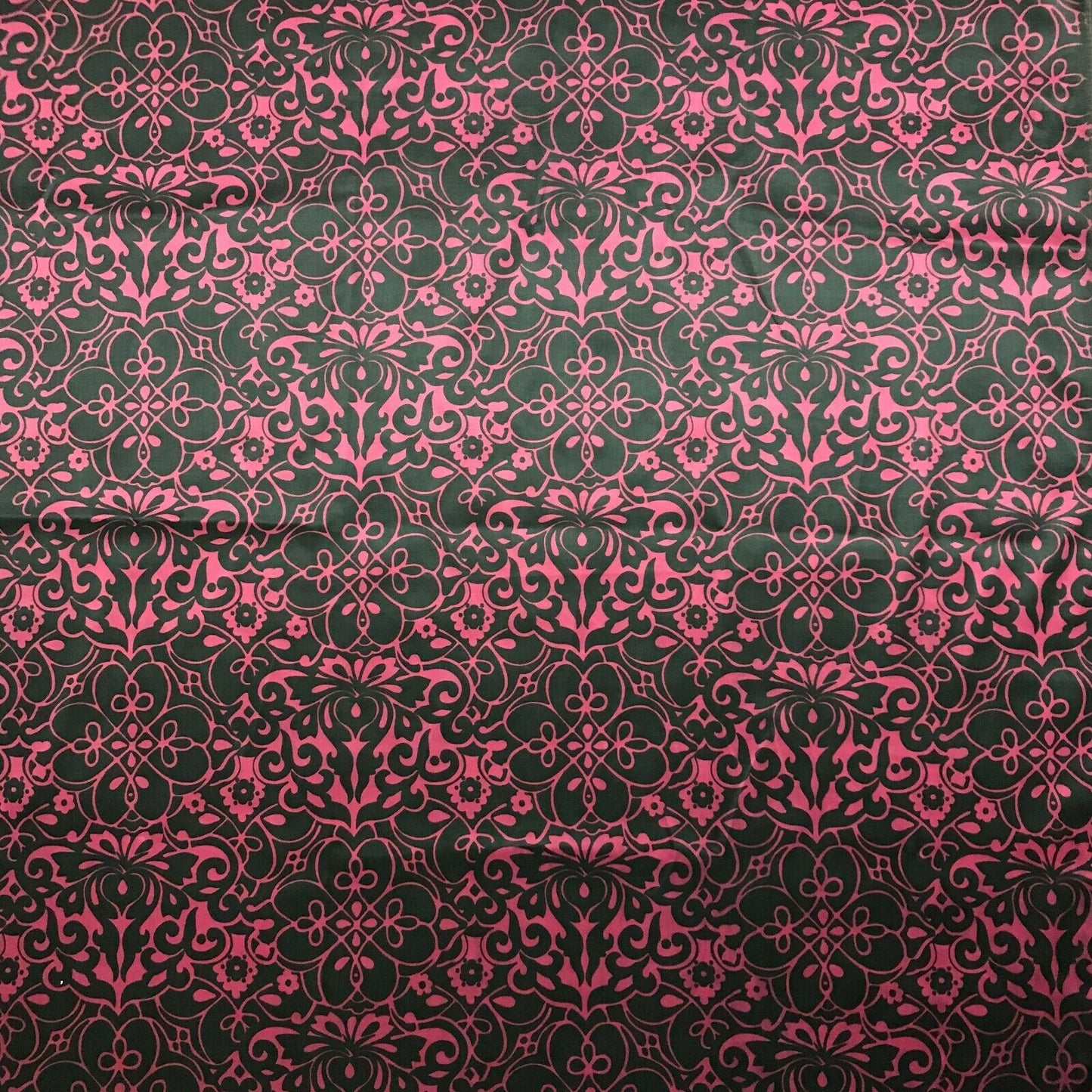 Cotton Sateen Fabric Trellis Printed Fuchsia And Black Colours 55" Wide