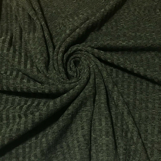 RIB JERSEY FABRIC GREEN AND BLACK MELANGE - SOLD BY THE METRE