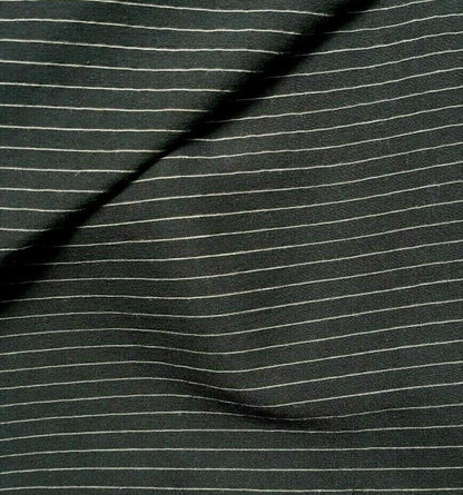 BEIGE STRIPED BLACK STRETCH POLYESTER VISCOSE SHIRT FABRIC-SOLD BY THE METRE