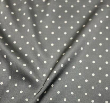 Satin Fabric Dark Olive Sprig Colour off White Spotted 55" Wide Sold By Metre