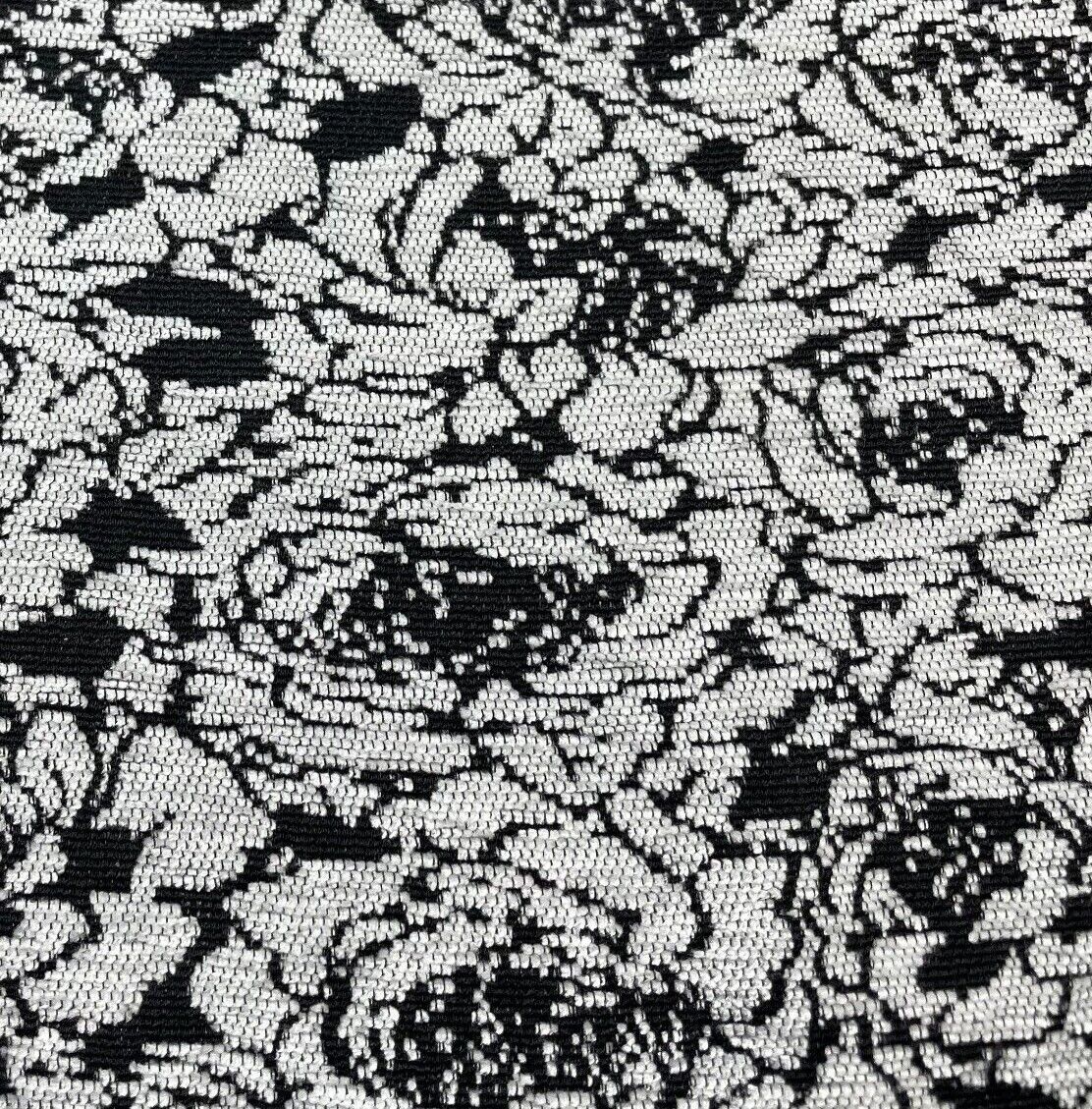 Lightweight Chenille Fabric Black And White Floral Upholstery Curtains Cushions