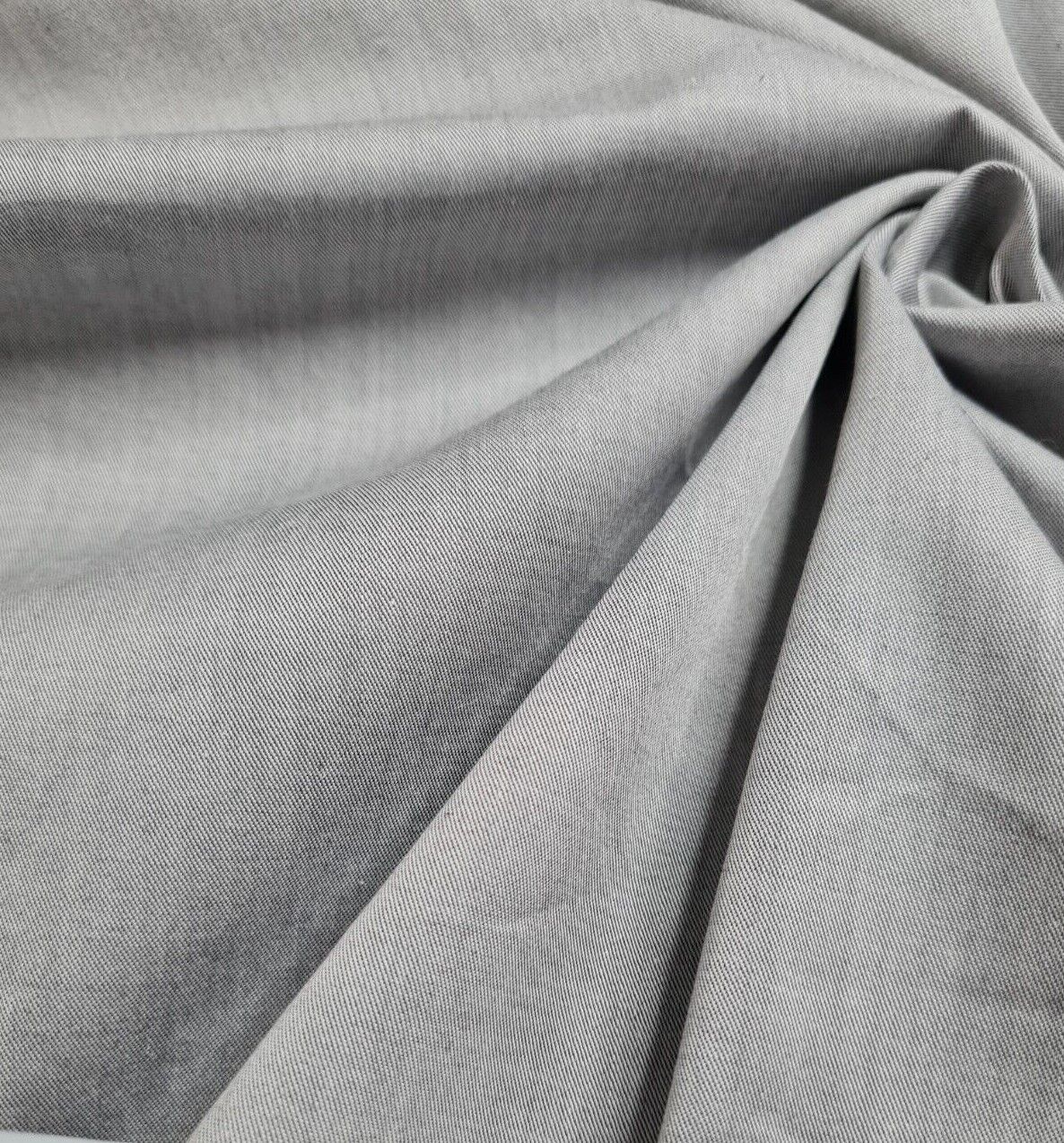 Cotton Shirt Fabric Light Grey Melange Non Stretch 55" Sold By Metre