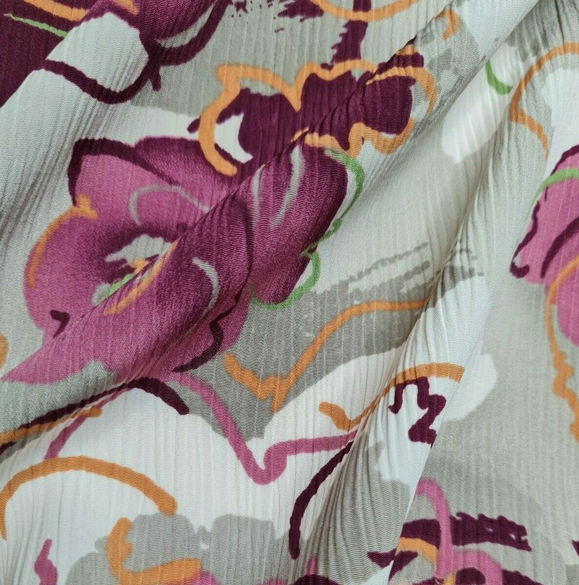 Crinkled Crepe Fabric Floral Printed 55" Wide Sold By Metre