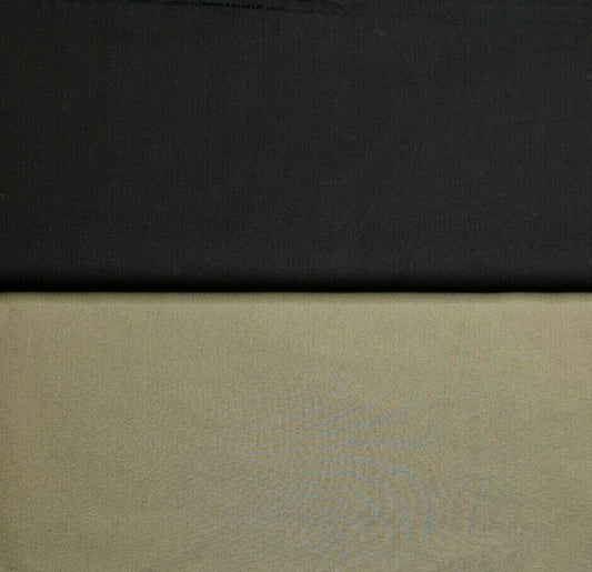 Cotton Popline Fabric Black And Khaki Colours 55" Wide Sold By Metre