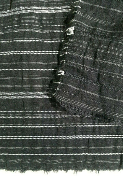 BLACK DRESSMAKING FABRIC STRIPED AND WAVY EFFECT-SOLD BY THE METER