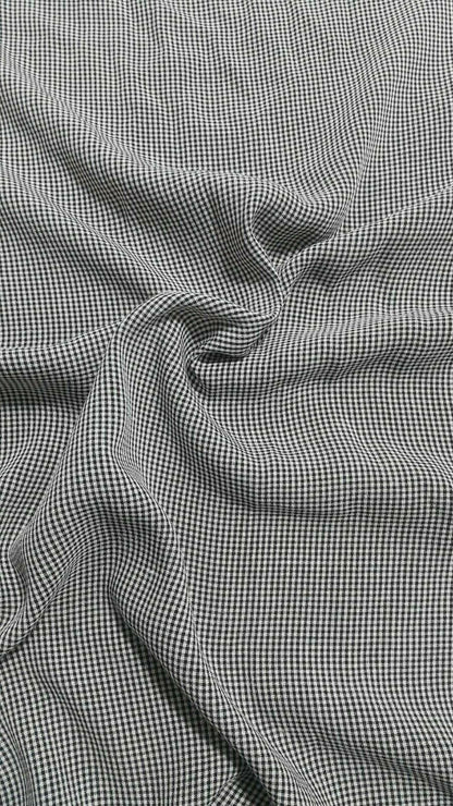 ECRU AND BLACK SMALL SQUARED VISCOSE/POLYESTER FABRIC-SOLD BY THE METER