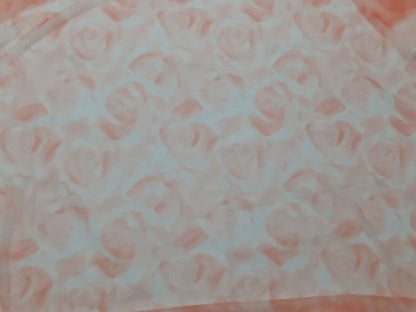 FLORAL PRINTED SOFT STRETCH TULLE FABRIC-SOLD BY THE METRE
