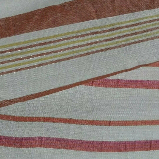 Viscose Polyester Fabric Striped Lurex Ecru 55" Wide