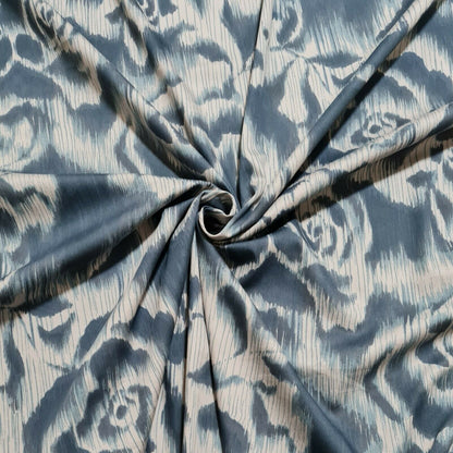 Cotton Polyester Sateen Fabric Ikat Floral Printed 49" Wide Sold By The Metre
