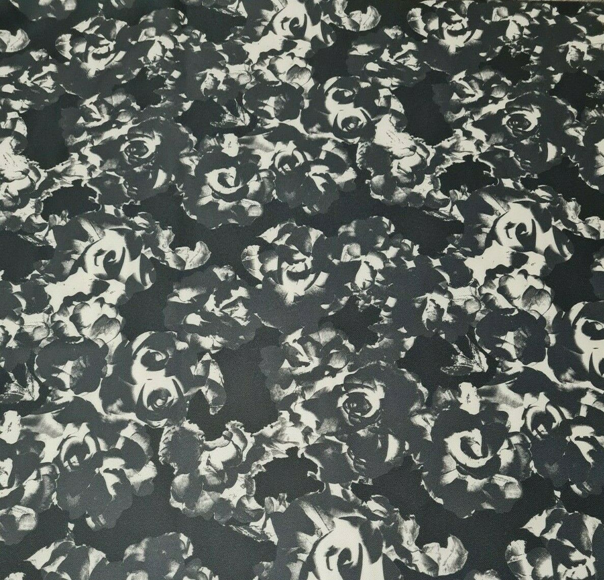 STRETCH DRESSMAKING FABRIC BLACK GREY AND ECRU PRINTED - SOLD BY THE METRE