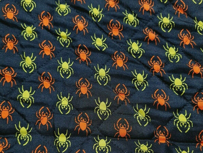 QUILTED FABRIC SPIDER PRINTED PURE SILK FACE - SOLD BY THE METRE
