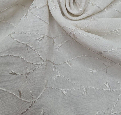 Embroidered Georgette Fabric Off White Colour 55" Wide Sold By Metre