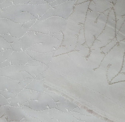 Embroidered Georgette Fabric Off White Colour 55" Wide Sold By Metre