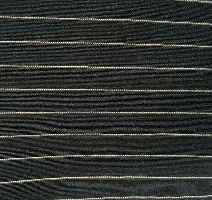 BEIGE STRIPED BLACK STRETCH POLYESTER VISCOSE SHIRT FABRIC-SOLD BY THE METRE