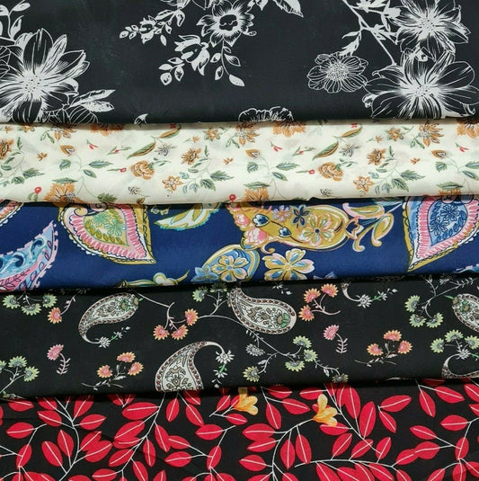 Printed Chiffon Fabric Floral/Paisey Pattern 55" Wide