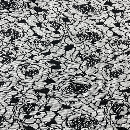 Lightweight Chenille Fabric Black And White Floral Upholstery Curtains Cushions