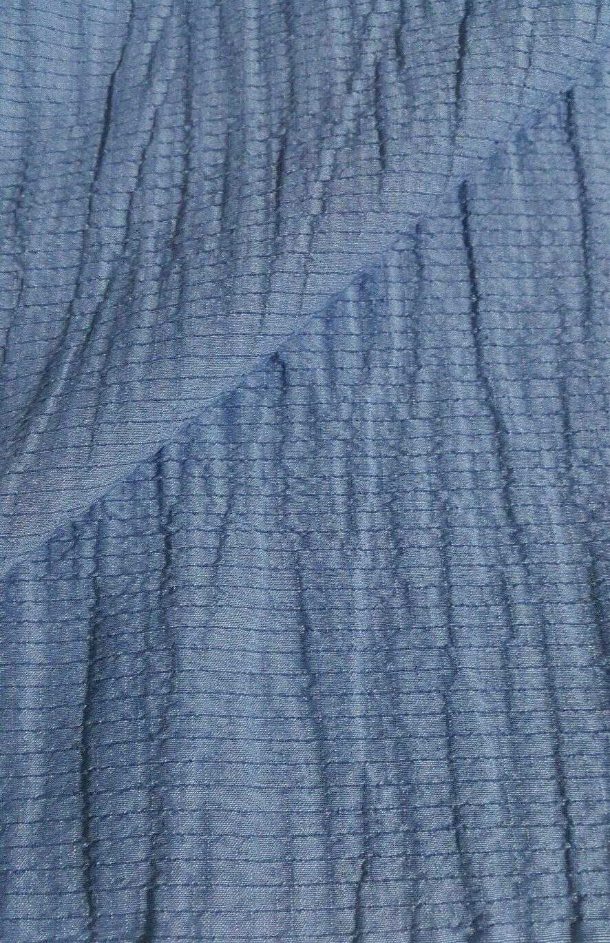 BLUE CRINKLED AND STRETCH VISCOSE POLYESTER FABRIC- SOLD BY THE METRE B3/215