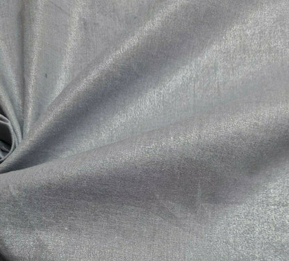 Cotton Voile Fabric Shiny Silver Print 55" Wide Sold By Metre