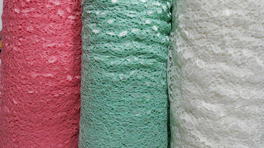 LACE FABRIC-3 COLOUR-SOLD BY THE METER