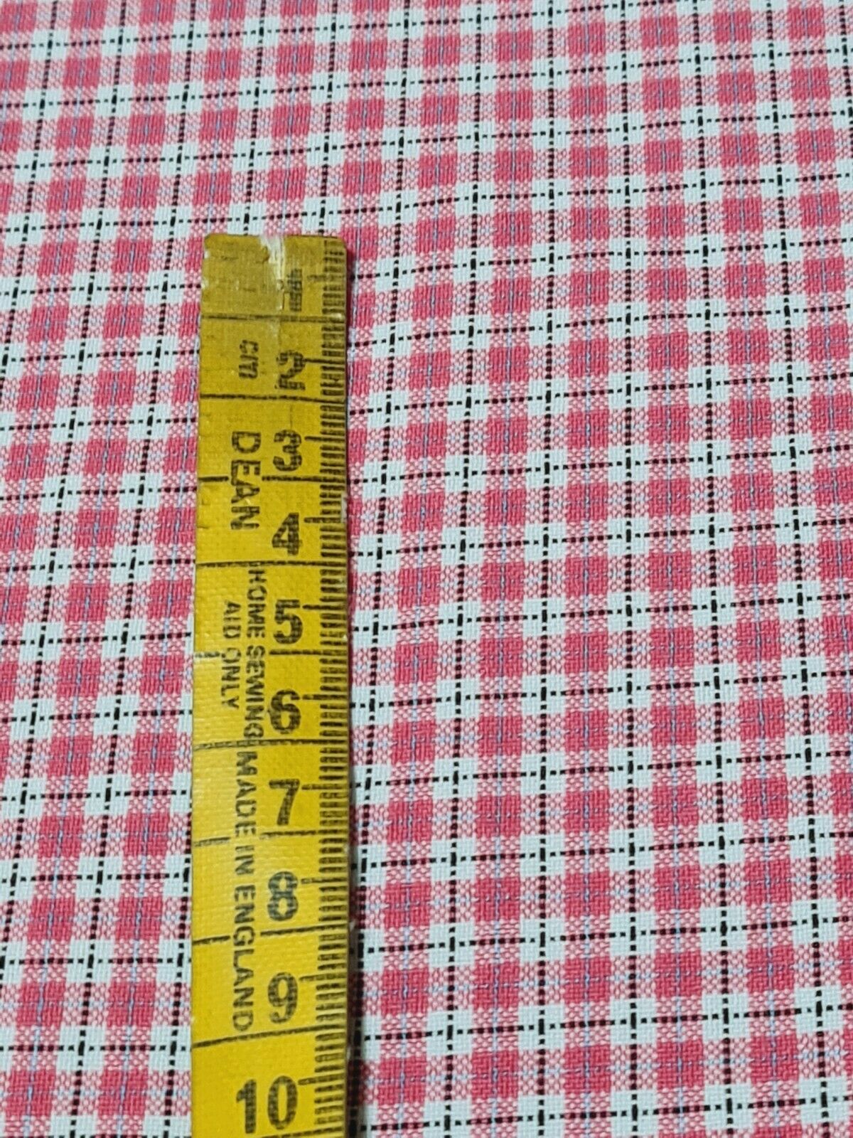 DRESSMAKING FABRIC PINK WHITE BLACK AND BLUE CHECKED - SOLD BY THE METRE