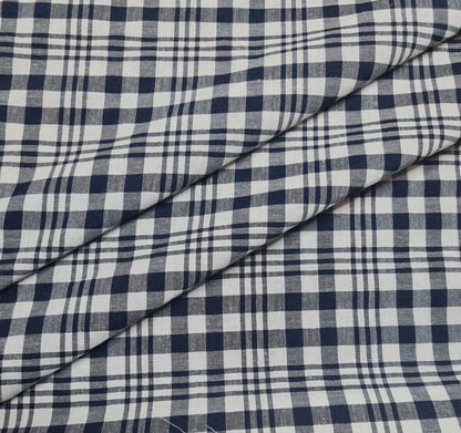 Checked Shirt Fabric Navy And White Colours 55" Wide Sold By Metre