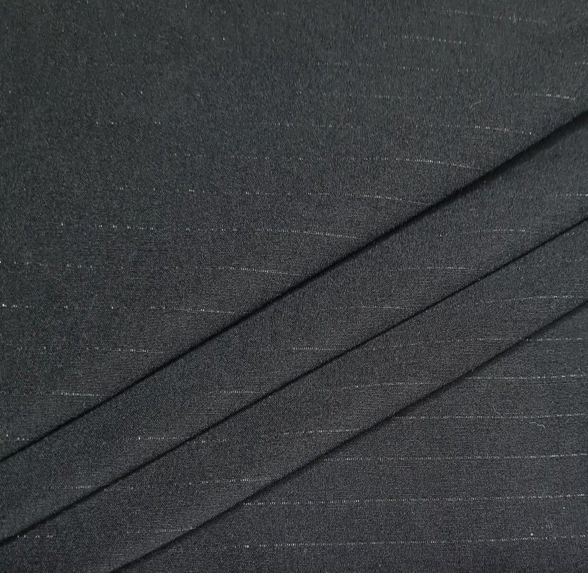 Bengaline Fabric Lurex Pinstripe Black Colour 2 Way Stretch 55" Wide