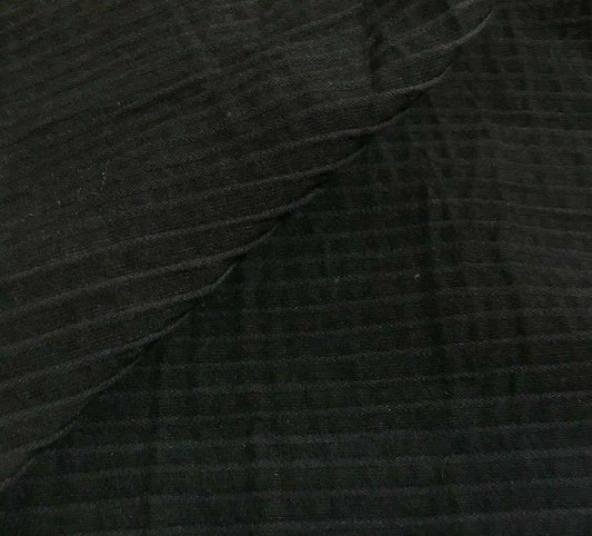 BLACK STRIPED STRETCH COTTON POLYESTER FABRIC - SOLD BY THE METRE