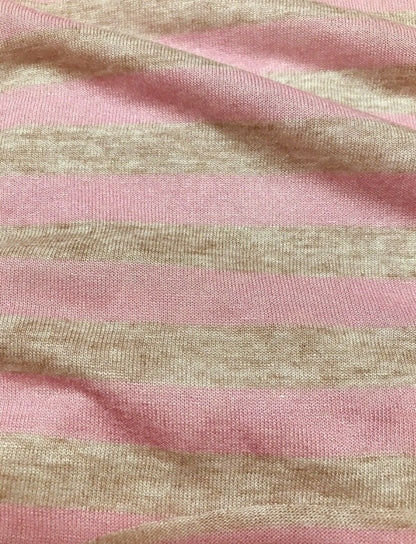 VISCOSE JERSEY FABRIC PINK AND BEIGE MELGANGE STRIPED THIN -SOLD BY METRE A1-190