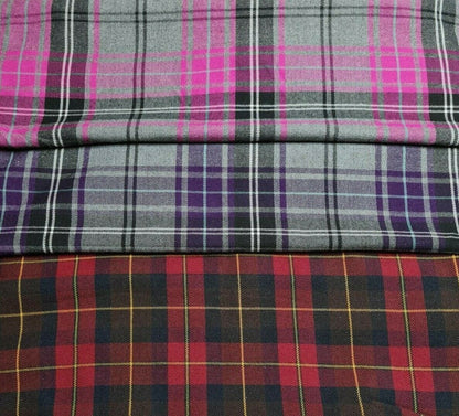 Check Tartan Polyviscose Fabric 55" Wide Sold By Metre