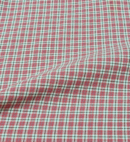 DRESSMAKING FABRIC PINK WHITE BLACK AND BLUE CHECKED - SOLD BY THE METRE