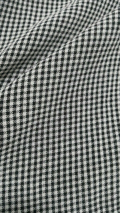 ECRU AND BLACK SMALL SQUARED VISCOSE/POLYESTER FABRIC-SOLD BY THE METER