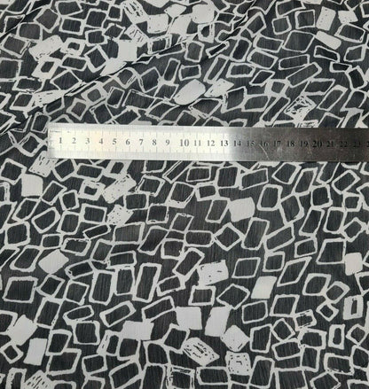 Crinckled Chiffon Fabric Black And White printed 55" Wide Sold By Metre