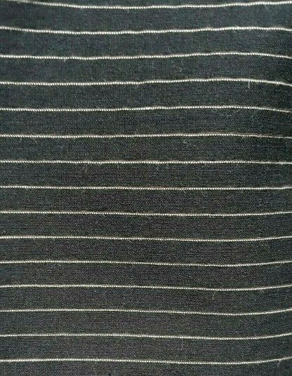 BEIGE STRIPED BLACK STRETCH POLYESTER VISCOSE SHIRT FABRIC-SOLD BY THE METRE