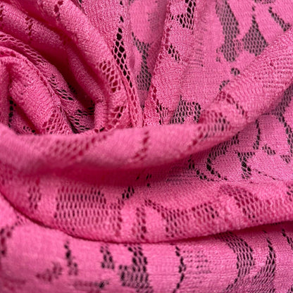 Floral Lace Fabric Black Beige Pink Colours 2 Way Stretch 55" Wide