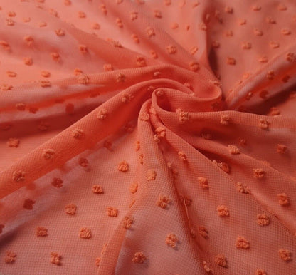 Dobby Chiffon Fabric Coral Colour 55" Wide Sold By Metre