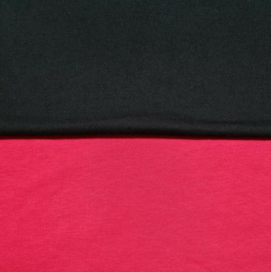 Jersey T-Shirt Fabric 100% Cotton 62" Wide Black and Fuchsia