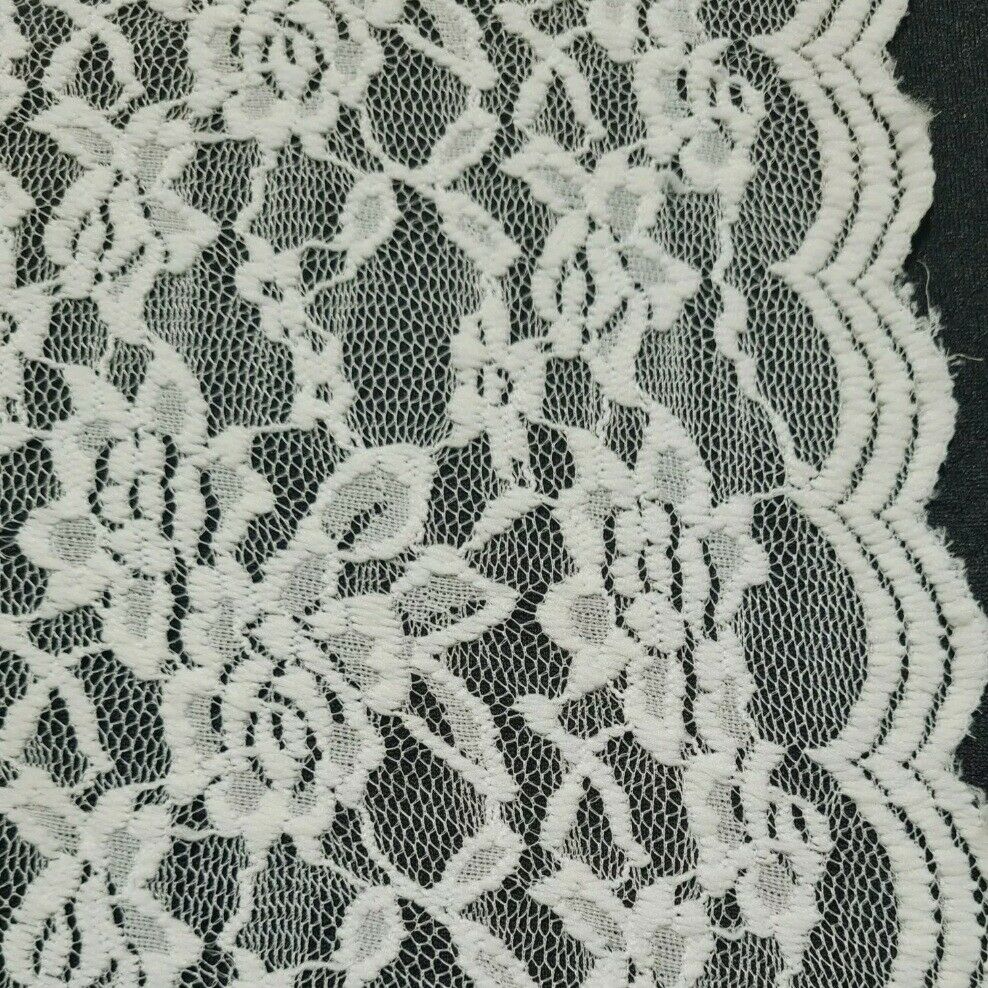 Soft Lace Fabric Floral 55" Wide 4 Way Stretch 3 Colours Sold By The Metre