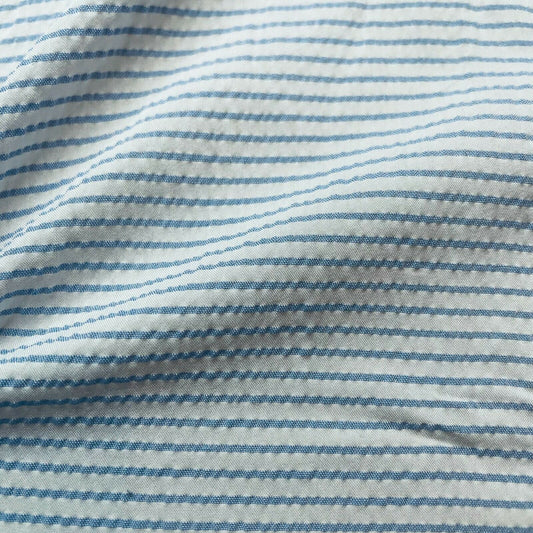 Striped Viscose Polyester Fabric Thin Wavy Effect Blue And White Colours 55"