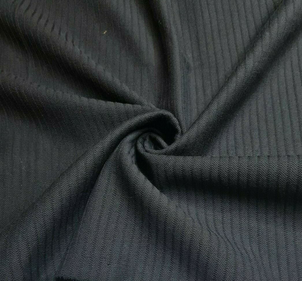 Wool Viscose Suit Fabric Striped Navy Colour Non Stretch 55" Wide Sold By Metre