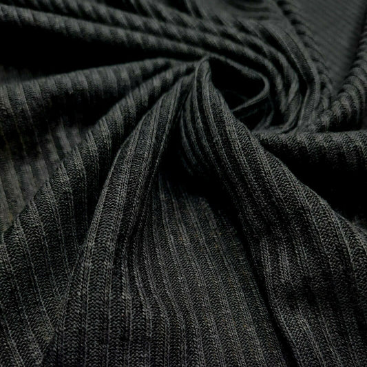 Rib Jersey Fabric Viscose Blend Black Colour 66" Wide