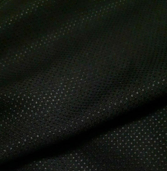 BLACK SMALL SPOTTED FIGURED VISCOSE POLYESTER FABRIC - SOLD BY THE METRE